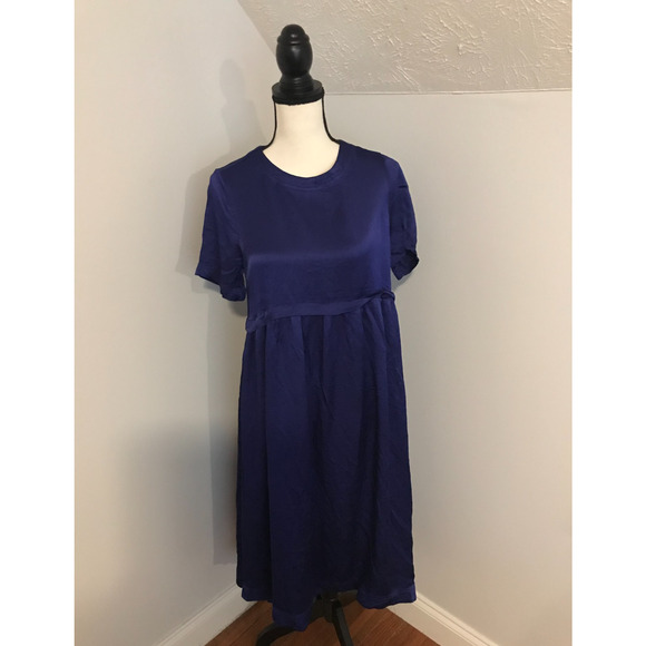 Anthropologie Maeve Jimena Short-Sleeve Sapphire Blue Midi Dress - Extra Small - Picture 1 of 11